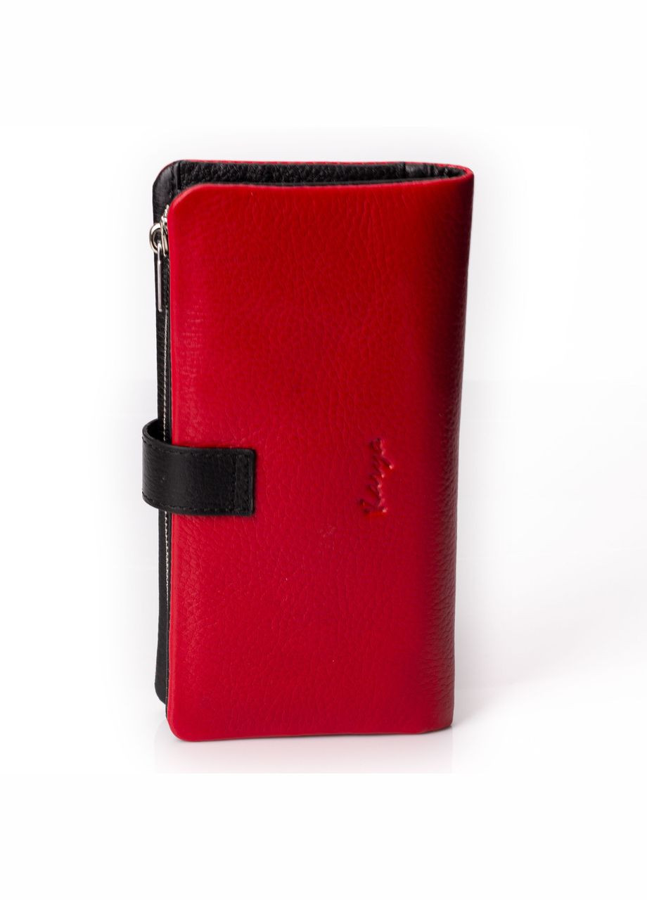 Жіночий шкіряний гаманець 113546 червоний з чорним Karya (261481913)