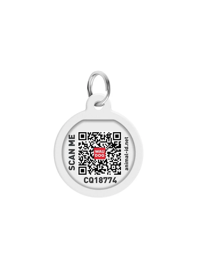 Адресник для собак та котів металічний Smart ID з QR паспортом, малюнок "Уточки", круг, Д 25 мм WAUDOG (402033323)