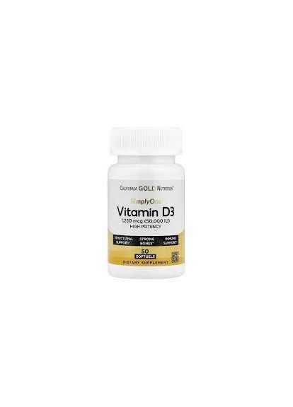 Вітамін Д3 California Gold SimplyOne Vitamin D3 50000IU 50Softgels вітаміни і мінерали California Gold Nutrition (367617935)