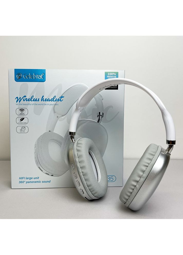 Бездротові навушники Celebrat A35 Bluetooth накладні білі для музики та розмов блютуз навушники TWS Air Max (372459836)