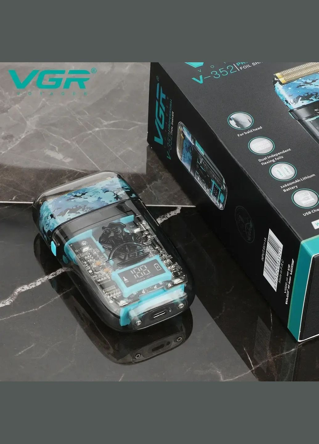 Електробритва VGR V-352 шейвер, подвійне лезо, IPX5, LED Display Hopestar (327421640)