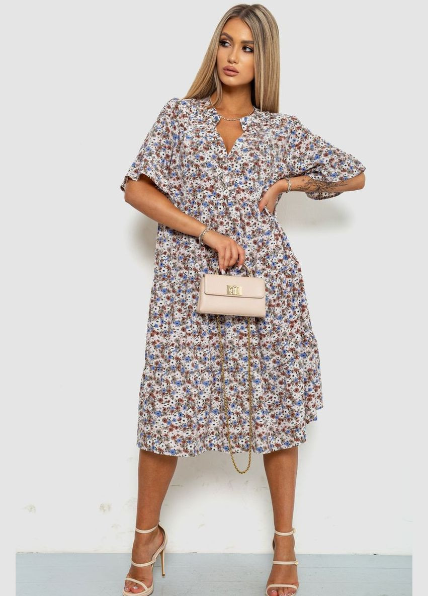 Розово-коричневое платье с цветочным принтом Ager