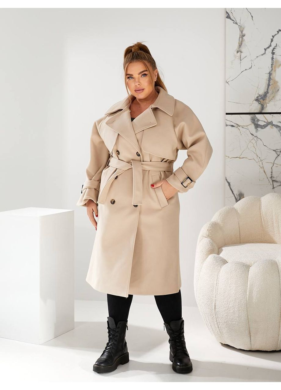 Молочне демісезонне Пальто жіноче кашемірове довге двобортне демісезон двобортне No Brand