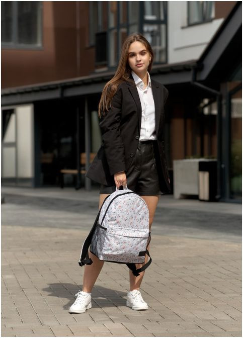 Женский рюкзак Brix с цветочным белым принтом. Sambag (302519120)