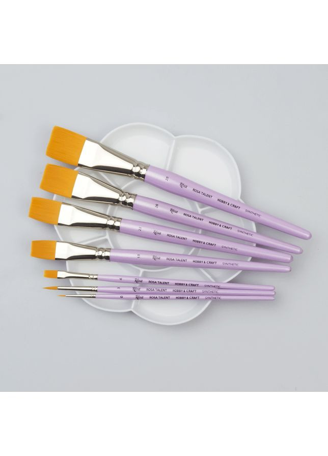 Пензель синтетика плоска ДЛЯ ДЕКОРУ HOBBY & CRAFT 6 коротка ручка Rosa Talent (362661289)