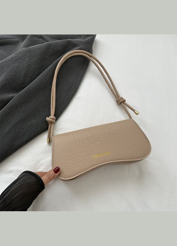 Женская сумка 3986 багет рептилия бежевая No Brand (306709459)
