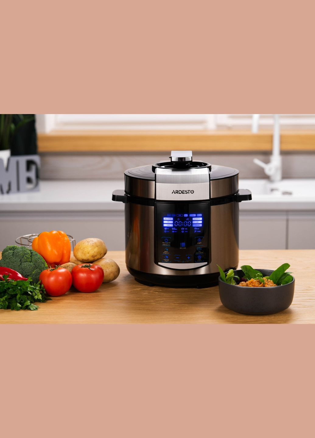 Мультиварка-скороварка, 900Вт, чаша-5л, электронное управл., книга рецептов, металл/пластик, серый Ardesto (344558096)