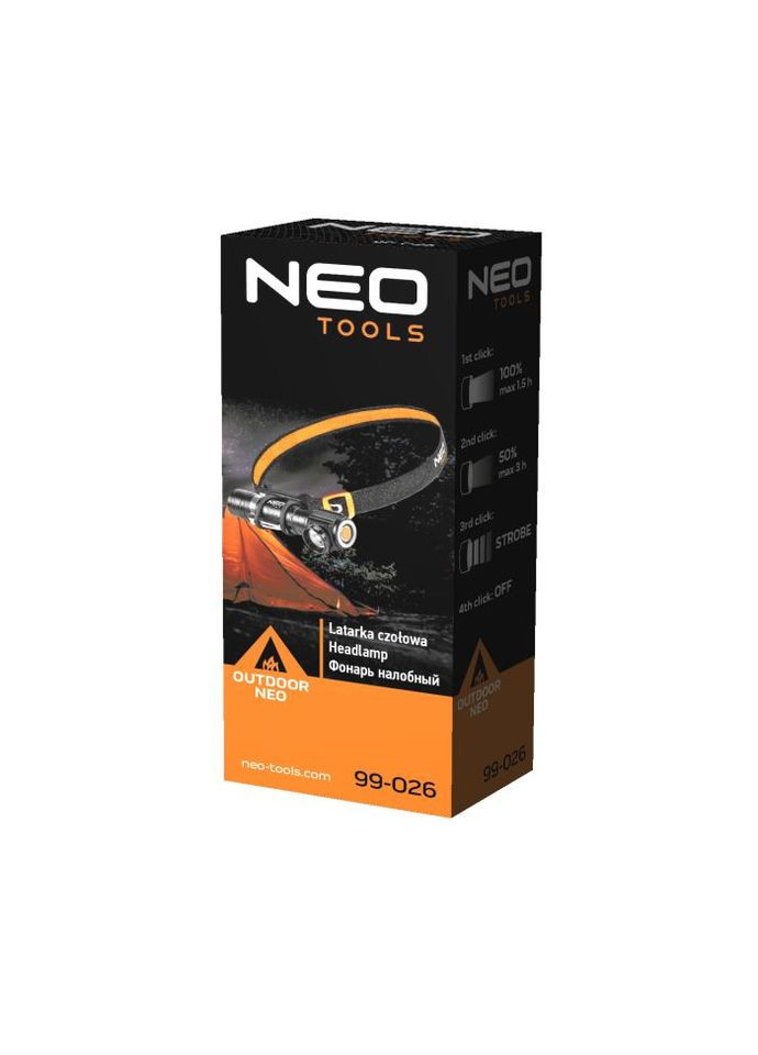 Ліхтар NEO налобний, 10 Вт, 800 люмен, CREE XML-T6 LED Neo Tools (315503382)