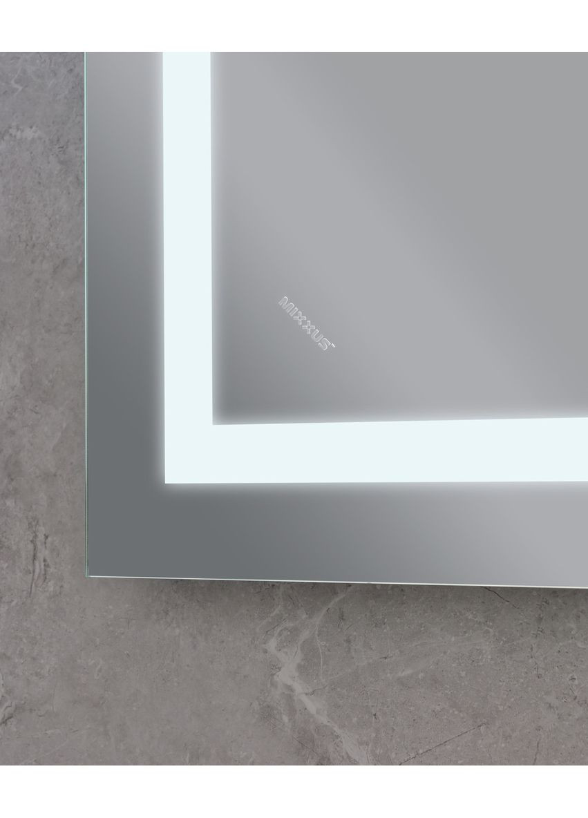 Дзеркало WARM MR02-90x70 з Led Touch, Anti-fog, димером, регулятором яскравості, годинником (MI6673) Mixxus (322005052)