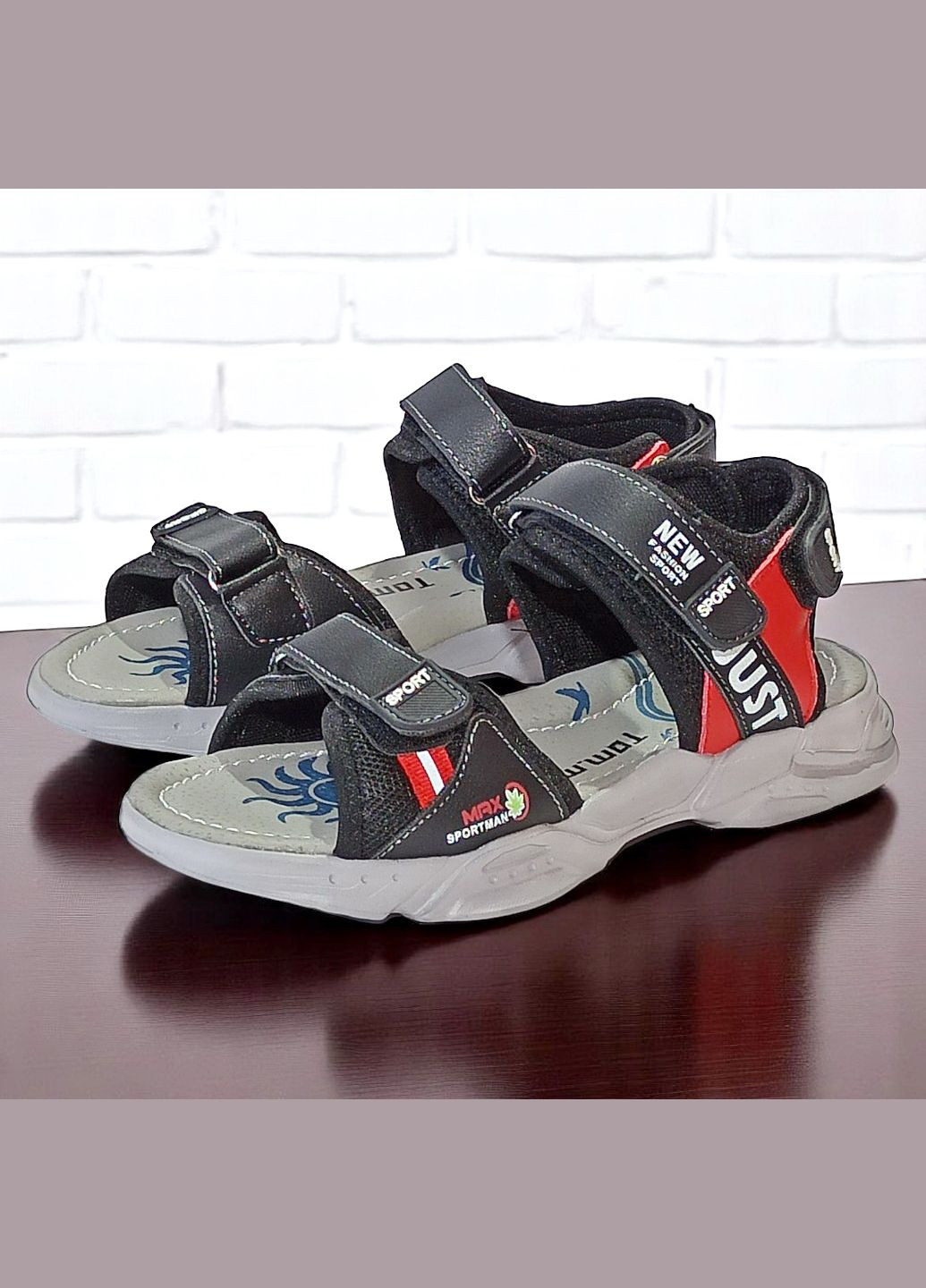 Черные спортивные, повседневные открытые спортивные босоножки сандалии на липучках для мальчика том м Tom.M на липучке