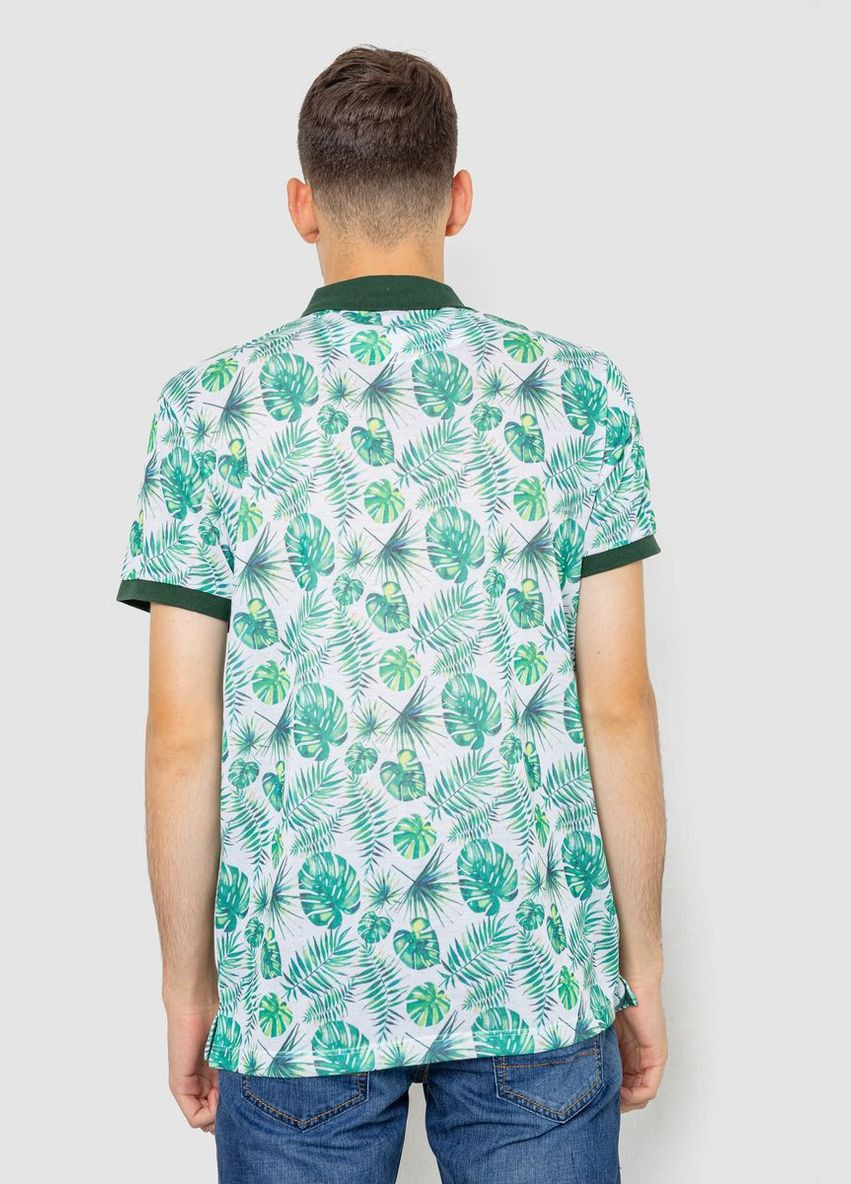 Світло-зелена поло чоловіче з принтом синьо-молочне розмір l (sku_247r311) з коротким рукавом No Brand