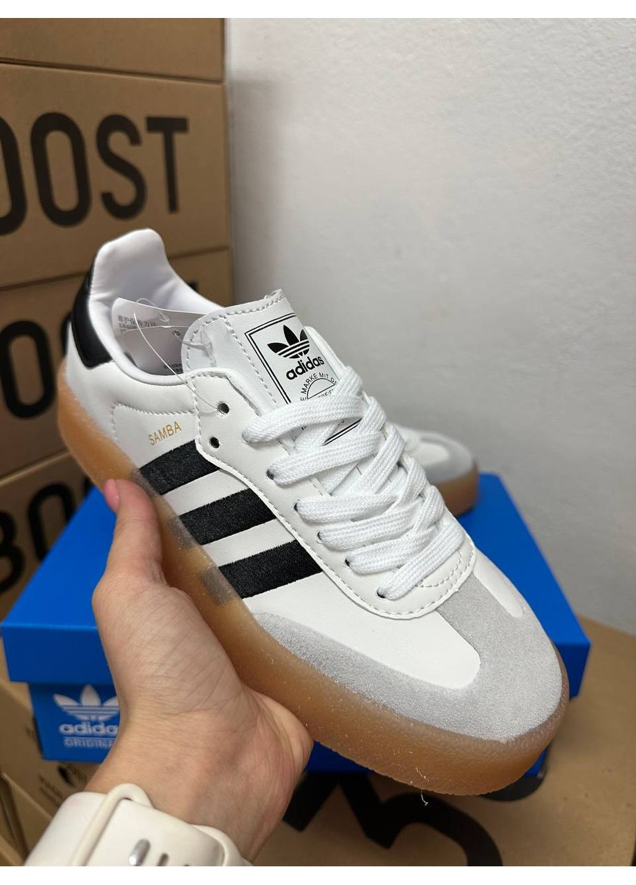 Білі Осінні кросівки чоловічі adidas samba white gum sole адідас самба No Brand