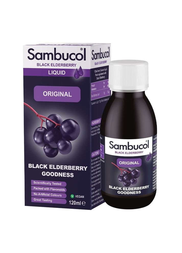 Сок черной бузины Black Elderberry Original, 120 мл для поддержки иммунной системы Sambucol (334704957)