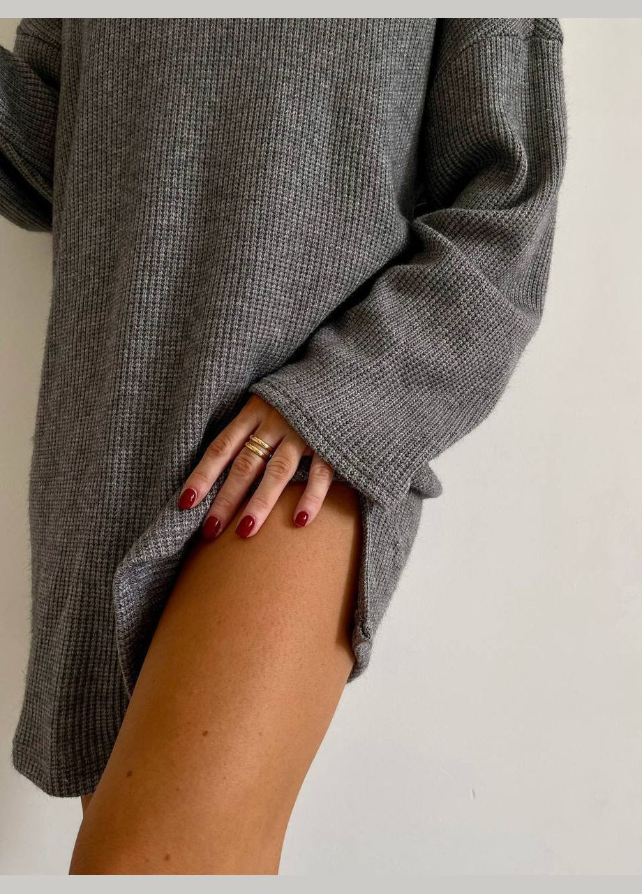 Сірий демісезонний однотонний м'який в'язаний светр з тканини: "тепла в'язка", довгий базовий светр з якісної та приємної до тіла тканини No Brand 297