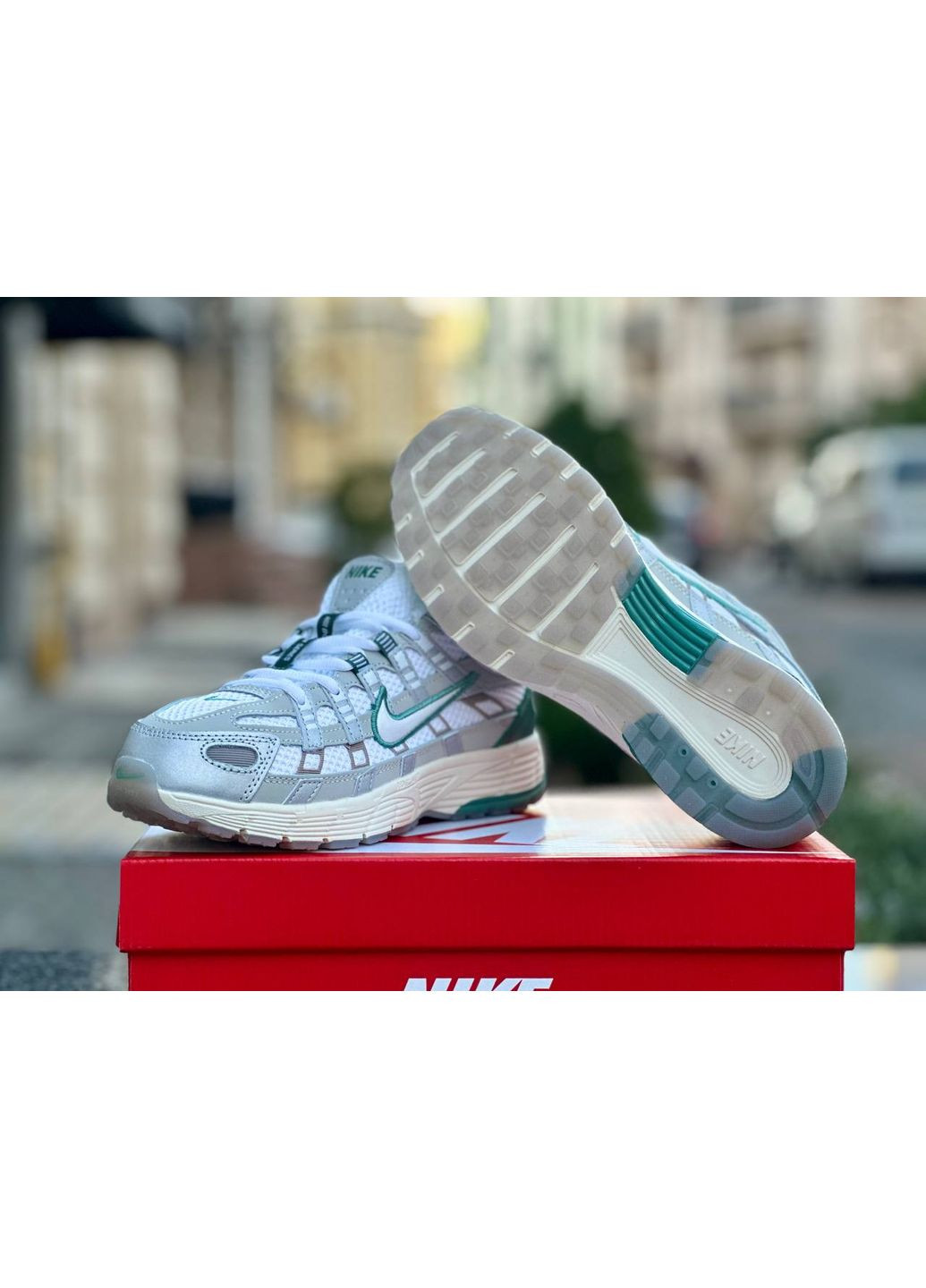 Сірі Осінні кросівки чоловічі nike p-6000 white green найк п-6000 No Brand