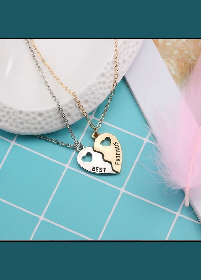 Парні кулони для кращих друзів BEST FRIENDS двоколірні нерж сталь у вигляді половинок серця No Brand (339869629)