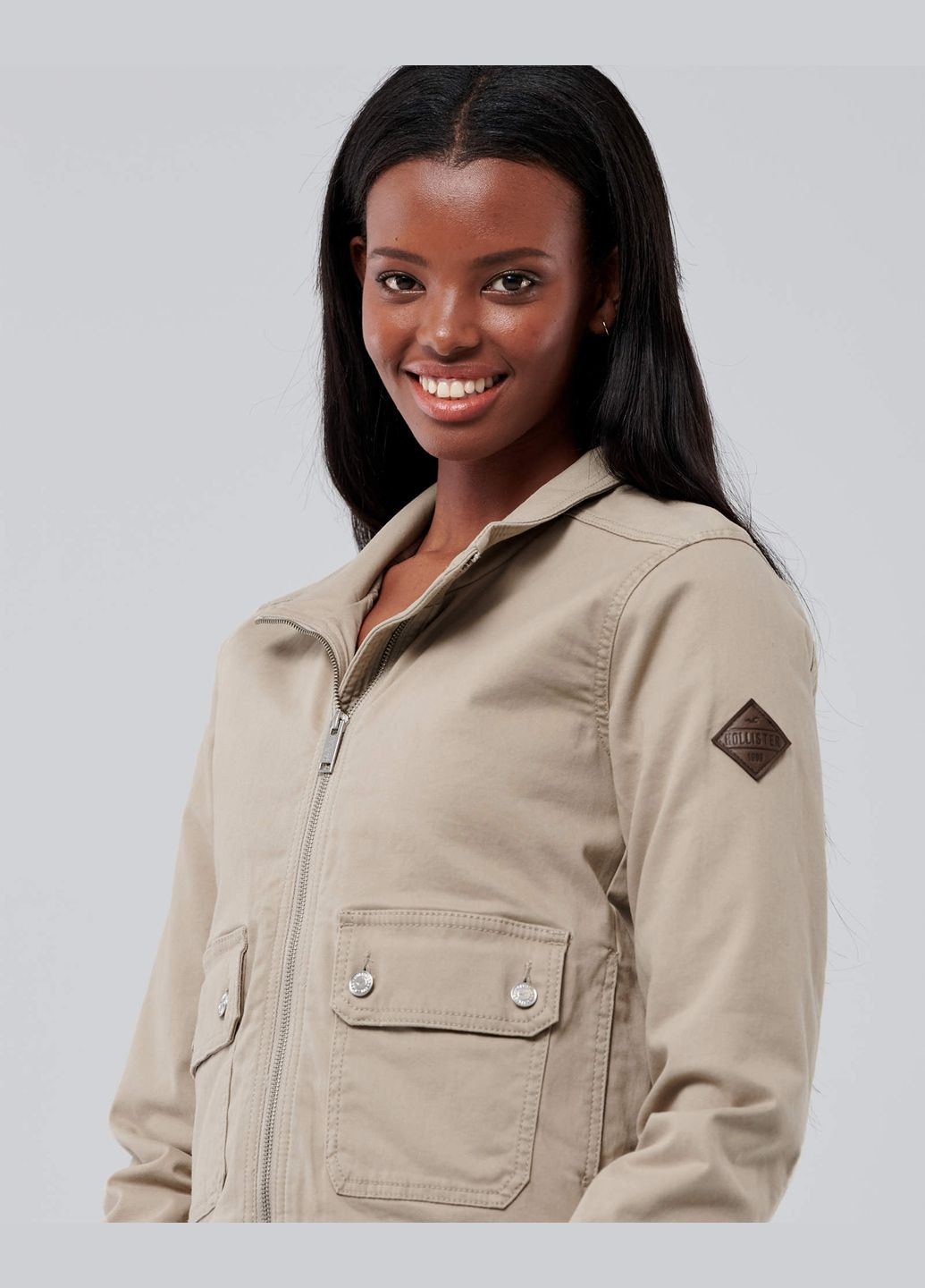 Бежевая демисезонная куртка демисезонная - женская куртка hc8325w Hollister