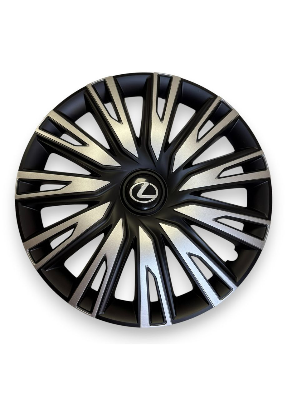 Ковпаки на колеса R16 Copra Silver Black з логотипом Lexus комплект 4 штуки. ковпаки на диски Р16 Копра Сільвер Блек з логотип No Brand (364464011)