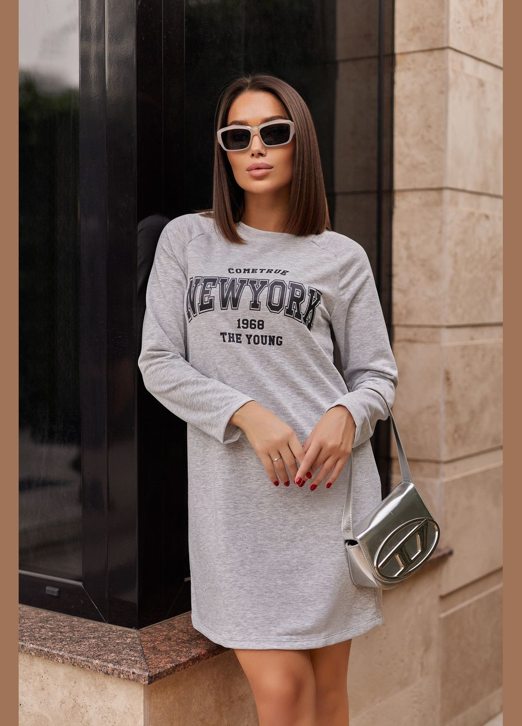 Сіра спортивна спортивна трикотажна сукня з написом Fashion Girl