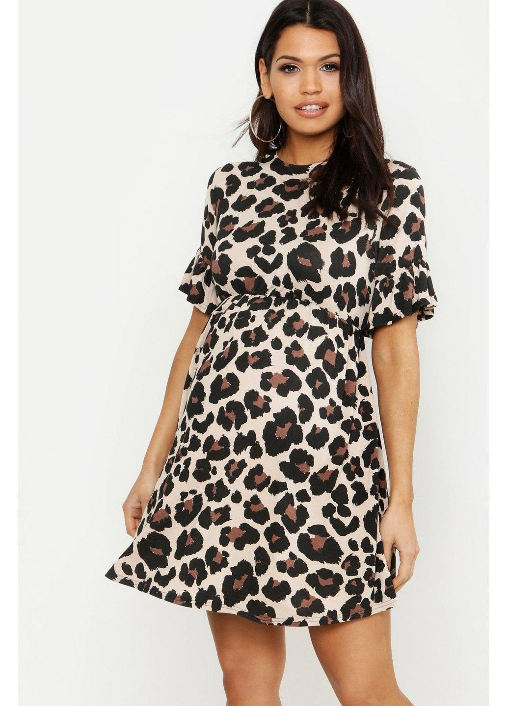 Комбинированное кэжуал платье для беременных Boohoo леопардовый