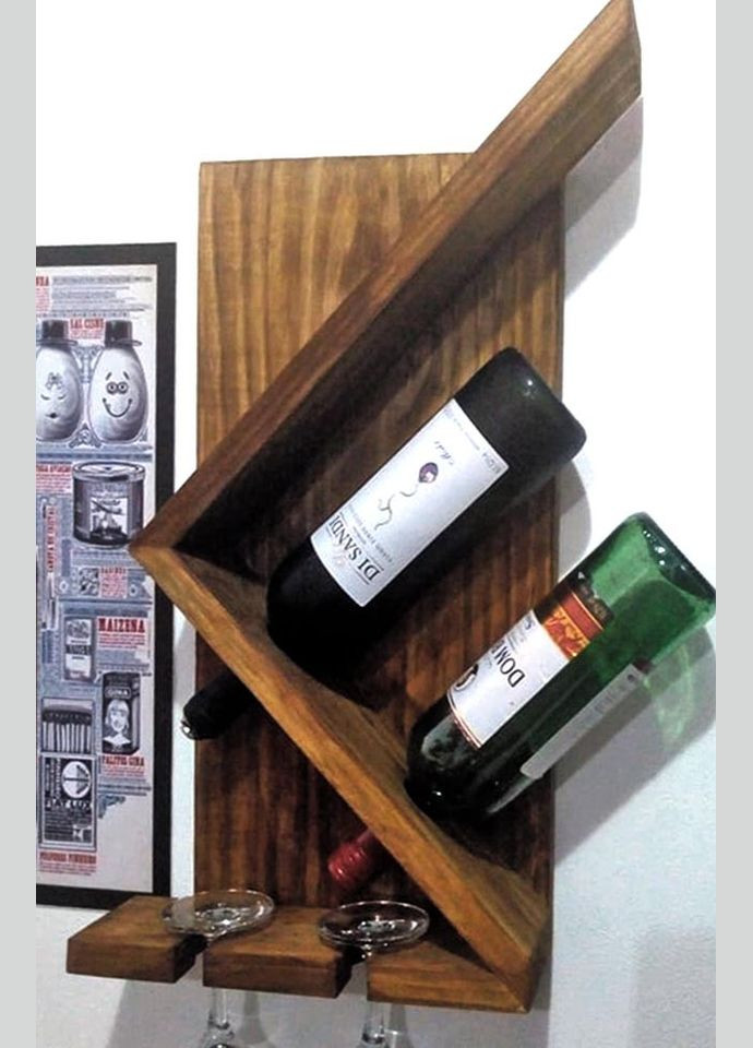 Настінна винна полиця з дерева Ходорі терракот (ПНК-014832) No Brand (327424466)