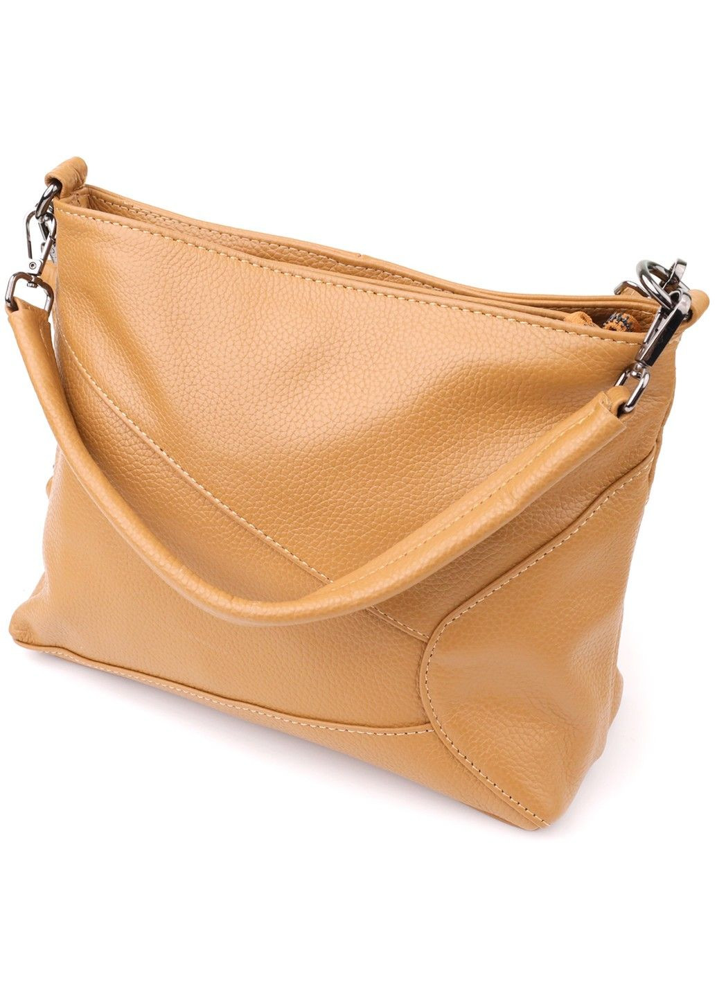 Жіноча сумка на два відділення з натуральної шкіри 23015 Світло-коричневий Vintage (357495010)