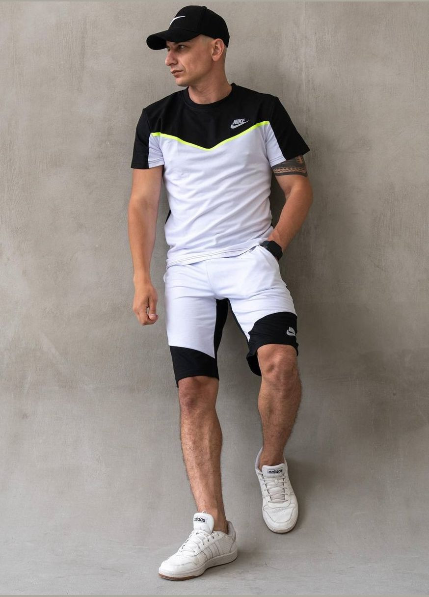 Черно-белая 2 в 1 футболка + шорты 90% хлопок премиум качество No Brand