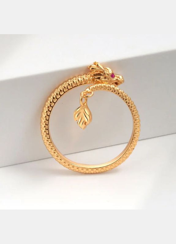 Красивое кольцо в виде дракона покрытое золотом кольцо золотой дракон с рубиновыми глазами размер регулируемый Fashion Jewelry (285110546)