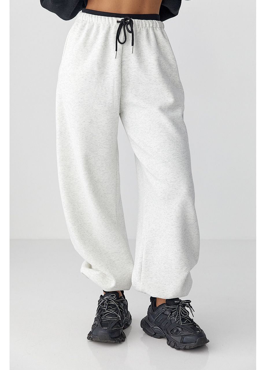 Широкі спортивні штани з начосом - світло-сірий колір Lurex (370601958)