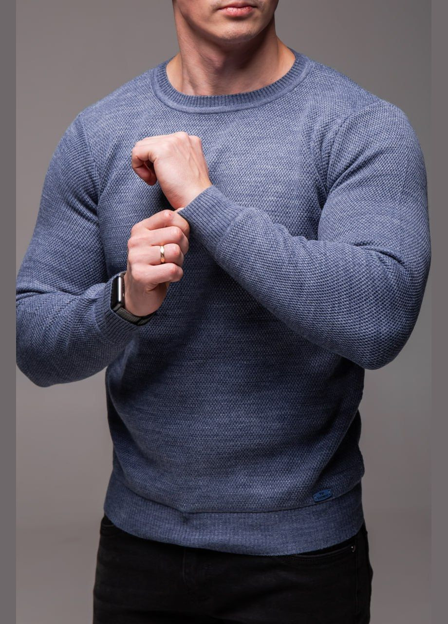 Блакитний демісезонний чоловічий светр з вовною Vakko