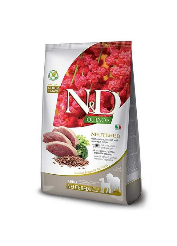 Фармин сухой корм для собак N&D QUINOA SKIN & COAT ADULT MEDIUM & MAXI диетическое при пищевой аллергии с перепелом 2,5 кг Farmina (333822596)