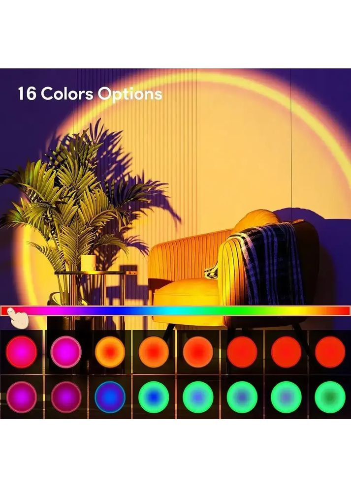 Светодиодный светильник проекционный 16 режимов свечения HA-119 USB Светильник с эффектом заката Grant (363833353)