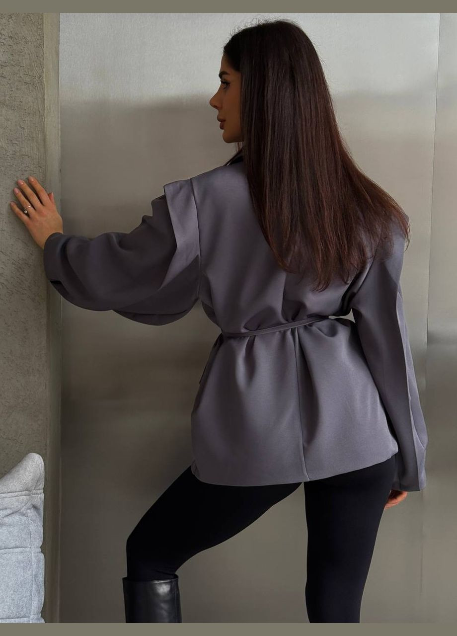 Графитовый женский трендовый оверсайз пиджак Vakko однотонный - всесезон