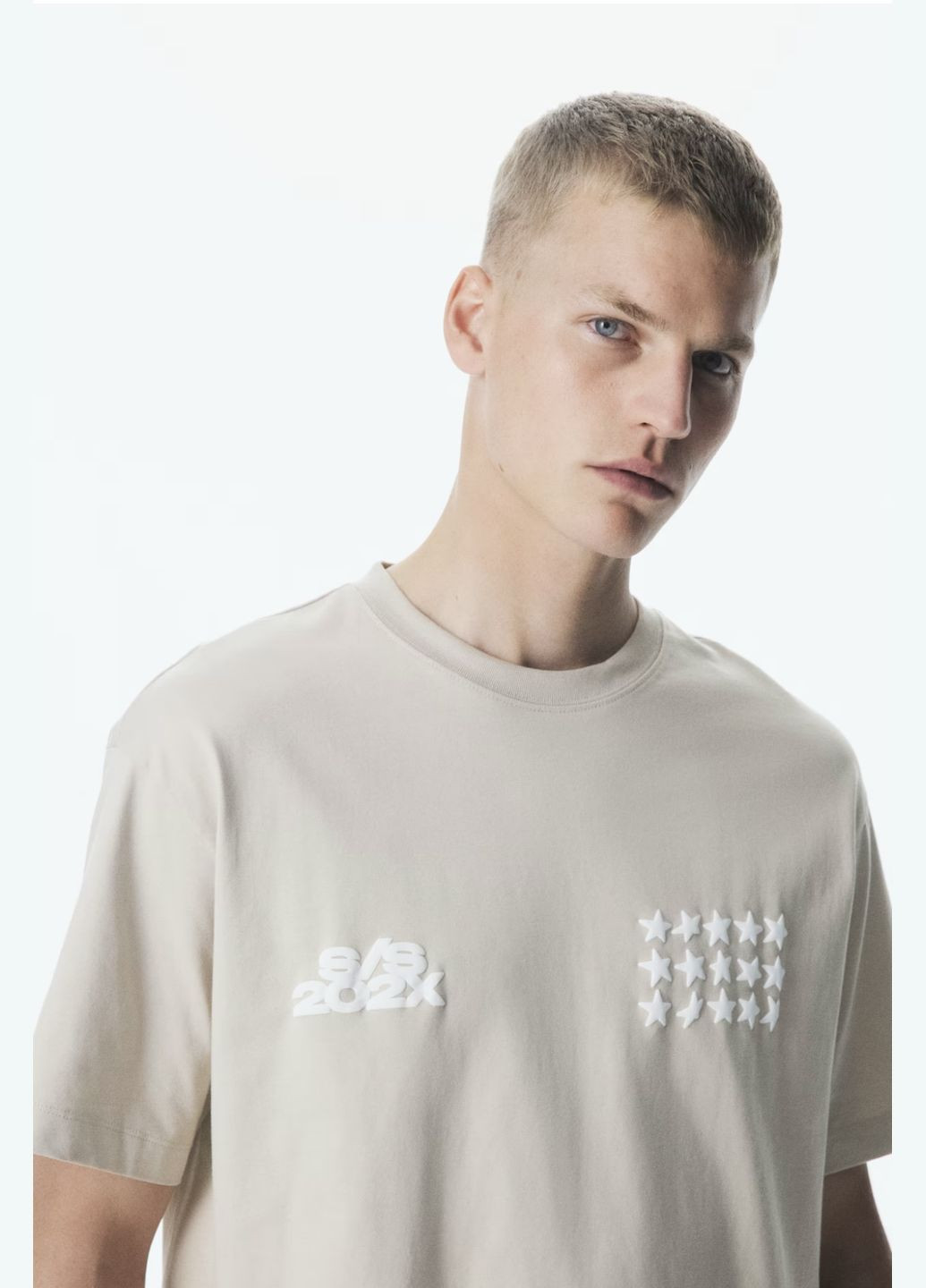 Бежева футболка H&M loose fit