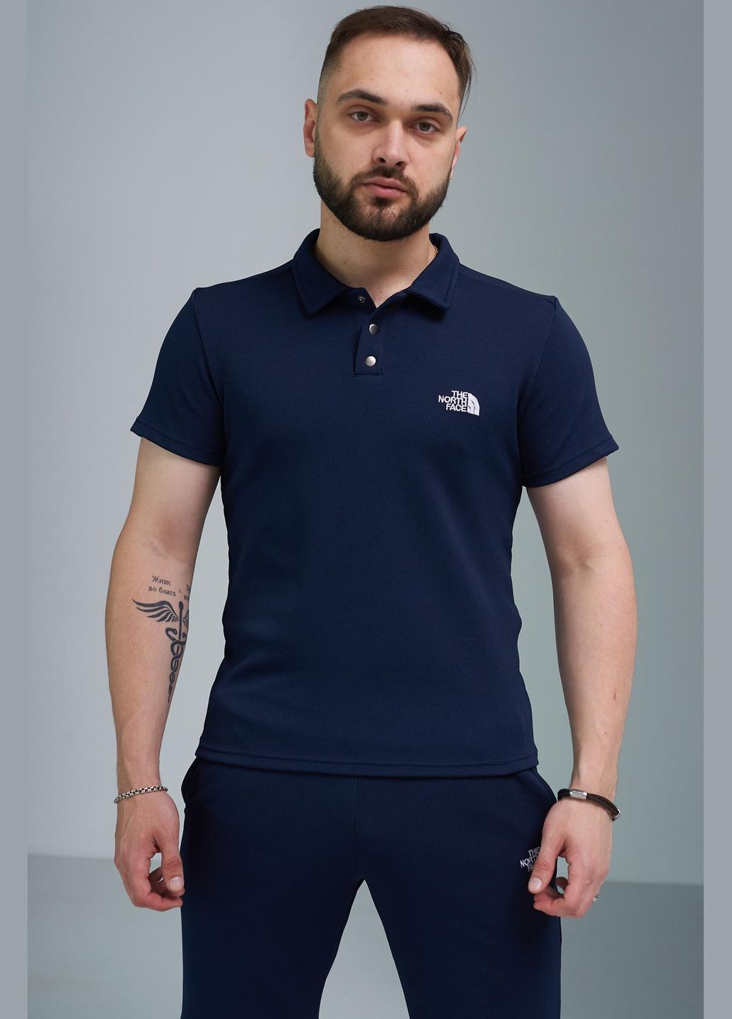 Синяя футболка-поло мужское для мужчин No Brand
