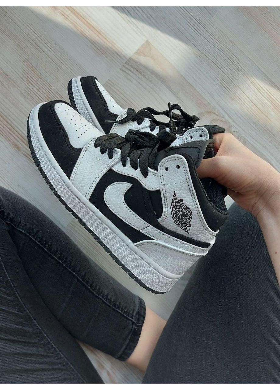 Чорні Осінні кросівки чоловічі nike air jordan 1 mid black white найк аір джордан No Brand