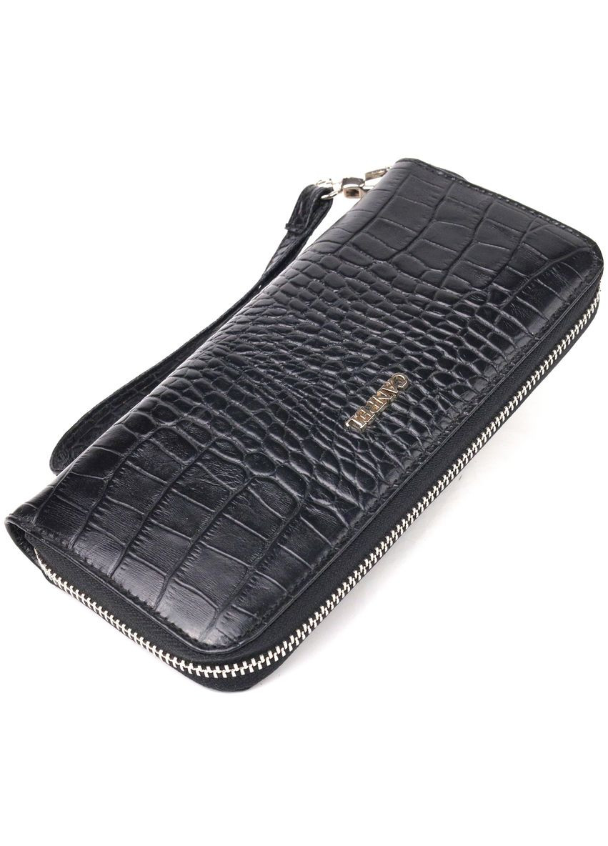 Женский кошелек из натуральной фактурной кожи под крокодила 21623 Черный Canpellini (306881386)
