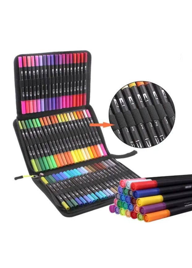 Набор двусторонних маркеров на водной основе Color pencil AND 60 шт \ Набор маркеров-линеров и маркеров-кистей No Brand (345637715)