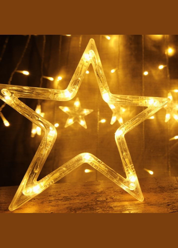 Гірлянда новорічні Зірочки 140 LED 3,2 м жовте світіння 119133-032 No Brand (346152489)