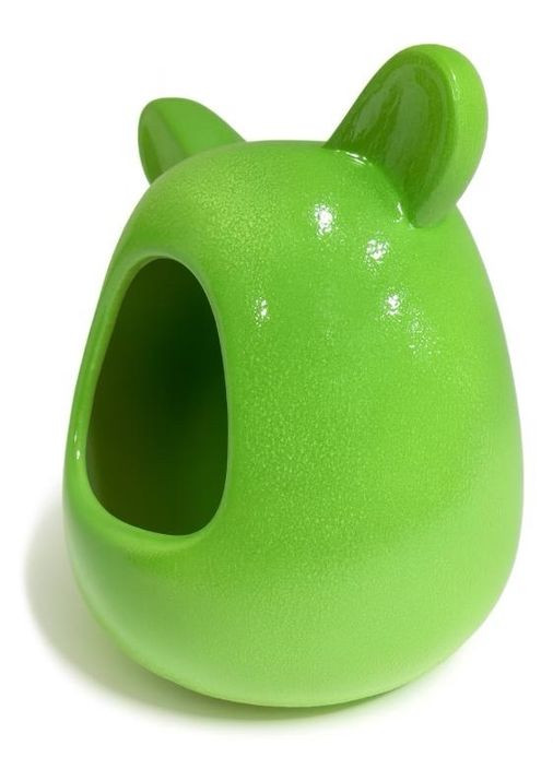 Купалка керамическая для хомяков ручной работы с ушками салатовая зернистая Г:20 см х Ш:21 см х В:26 см Mazceramics (362701038)