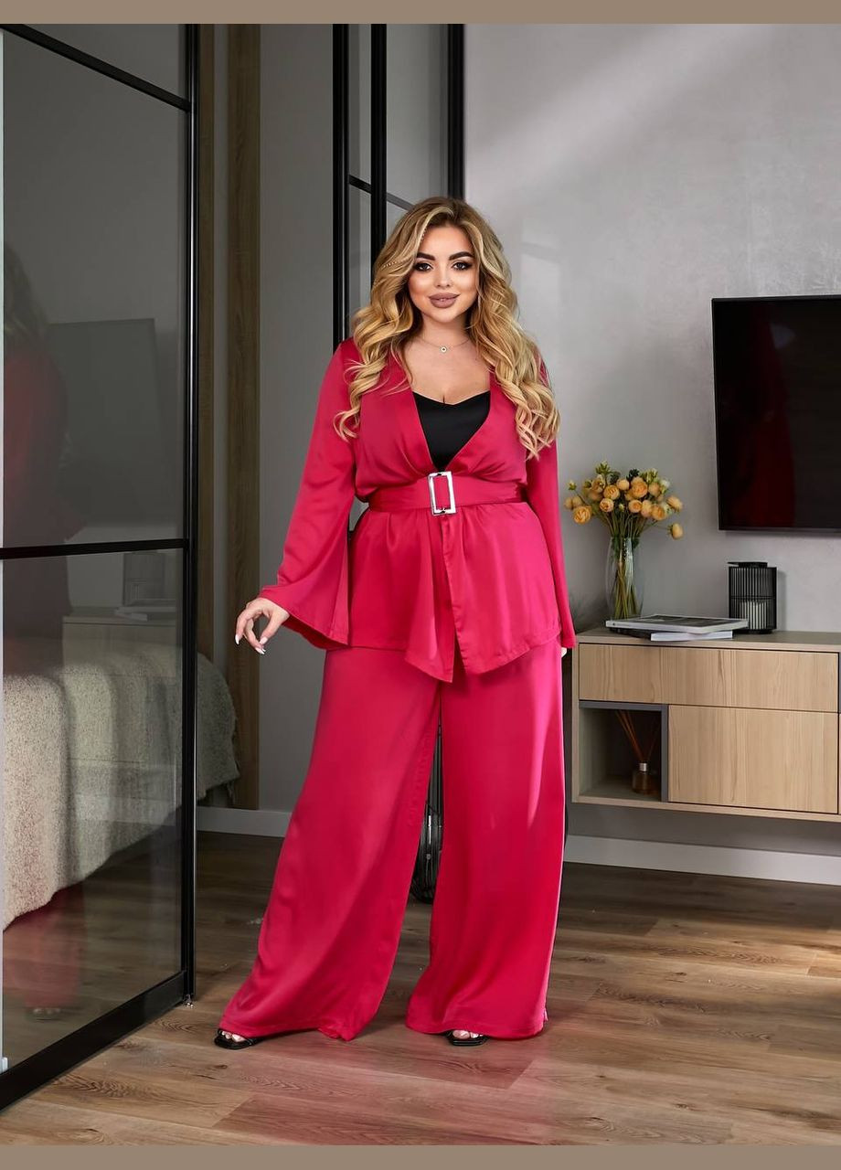 Жіночий костюм-двійка з шовку колір рожевий р.46/48 454689 New Trend (290111711)