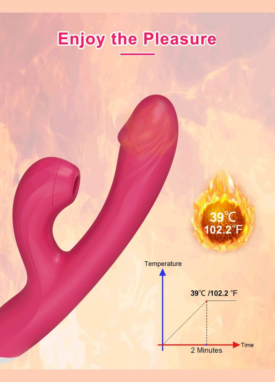 Вібратор фалоімітатор з режимом підігріву 10 режимів вібрації з режимом всмоктування рожевий 21-11,5 см No Brand HotFriend (322777928)