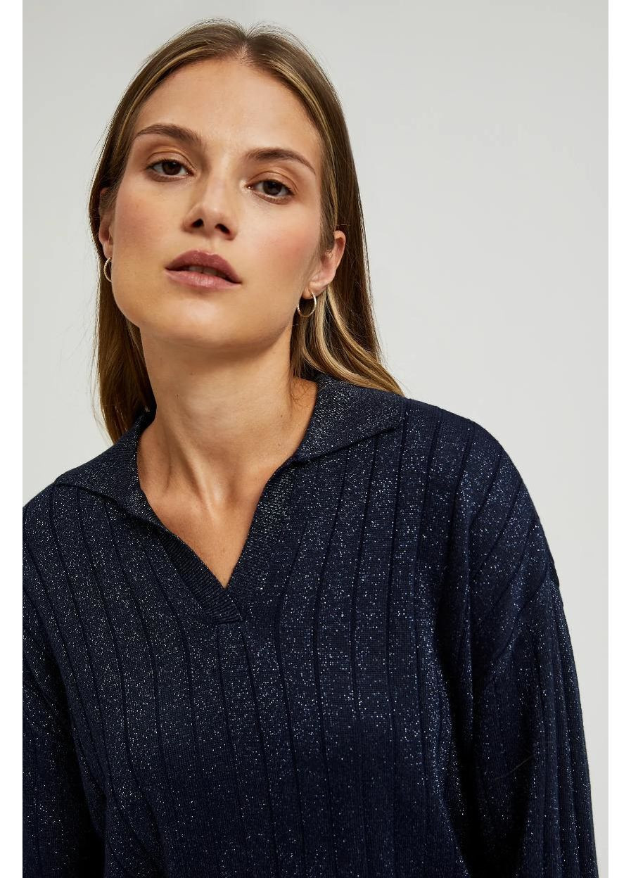 Синий зимний свитер Moodo