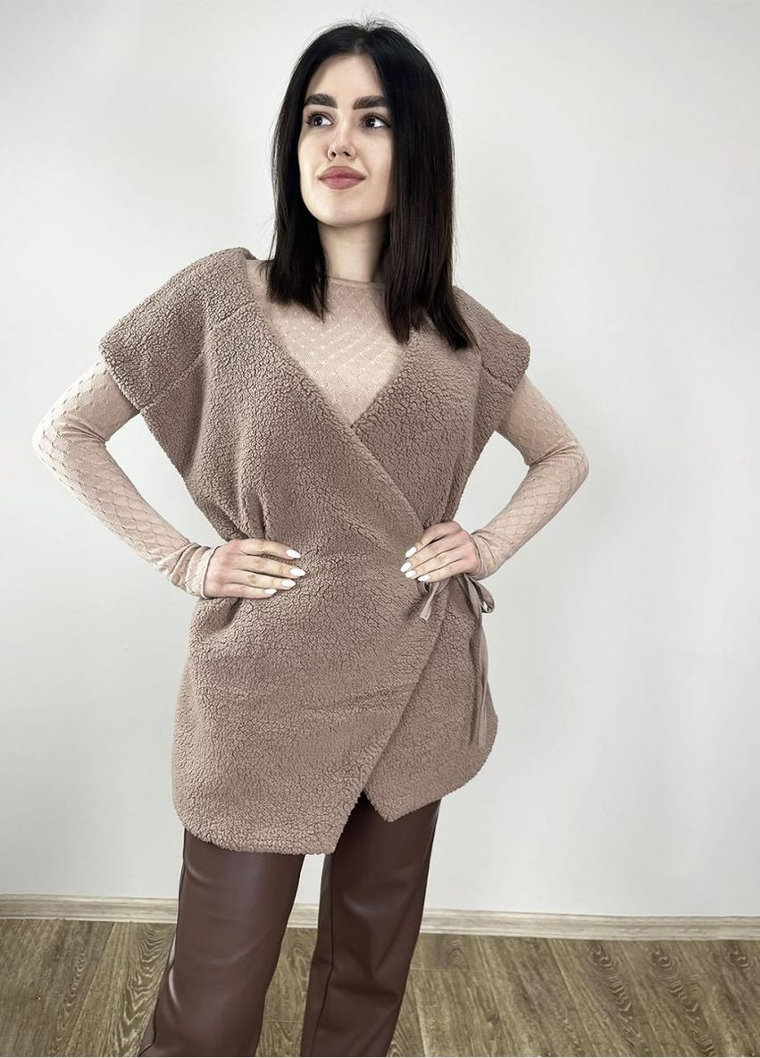 Коричневий зимовий тепла жилетка з поліестеру та нейлону — практична та затишна жилетка artknit (ak32130p) Art Knit