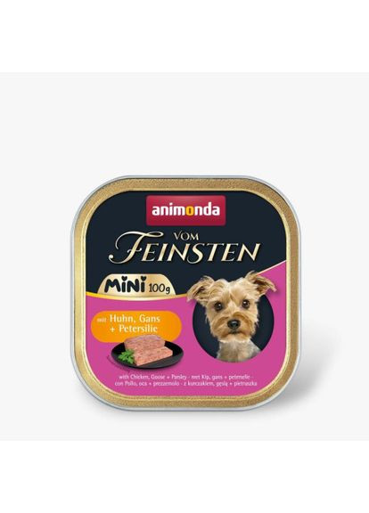 Корм влажный Vom Feinsten Adult Mini для собак мини-пород, с курицей, гусем + петрушка 100 г (*) Animonda (361408724)