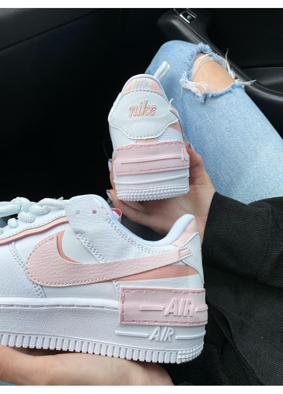 Розовые демисезонные кроссовки мужские nike air force 1 shadow white pink найк аир форс 1 премиум No Brand