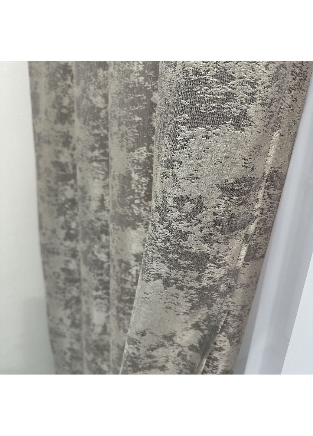 Жаккардовые шторы с мраморным узором 2шт 1.5×2.7 м, тесьма 6 см, среднее затемнение, бежево-серый цвет. No Brand (351359217)