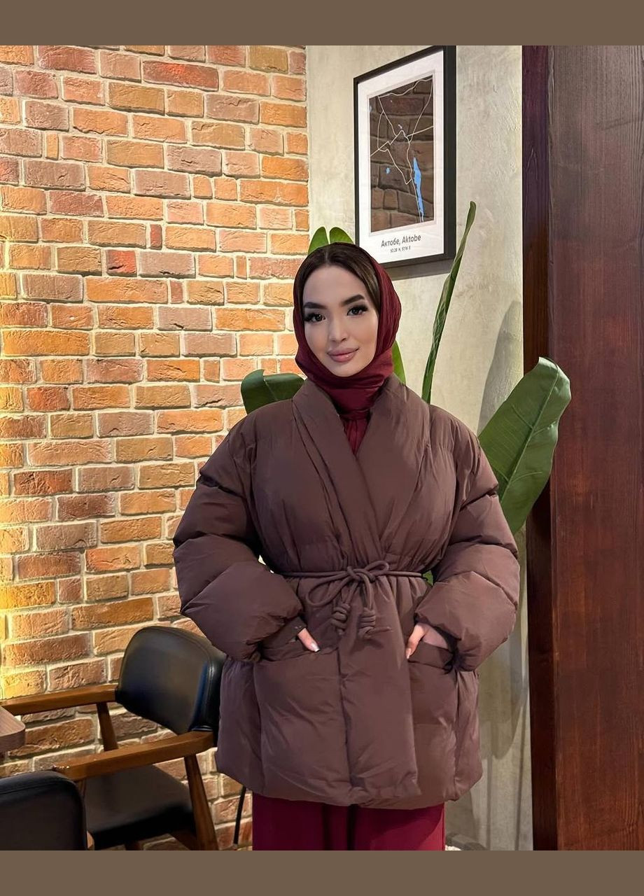 Темно-коричневая стильная курточка No Brand