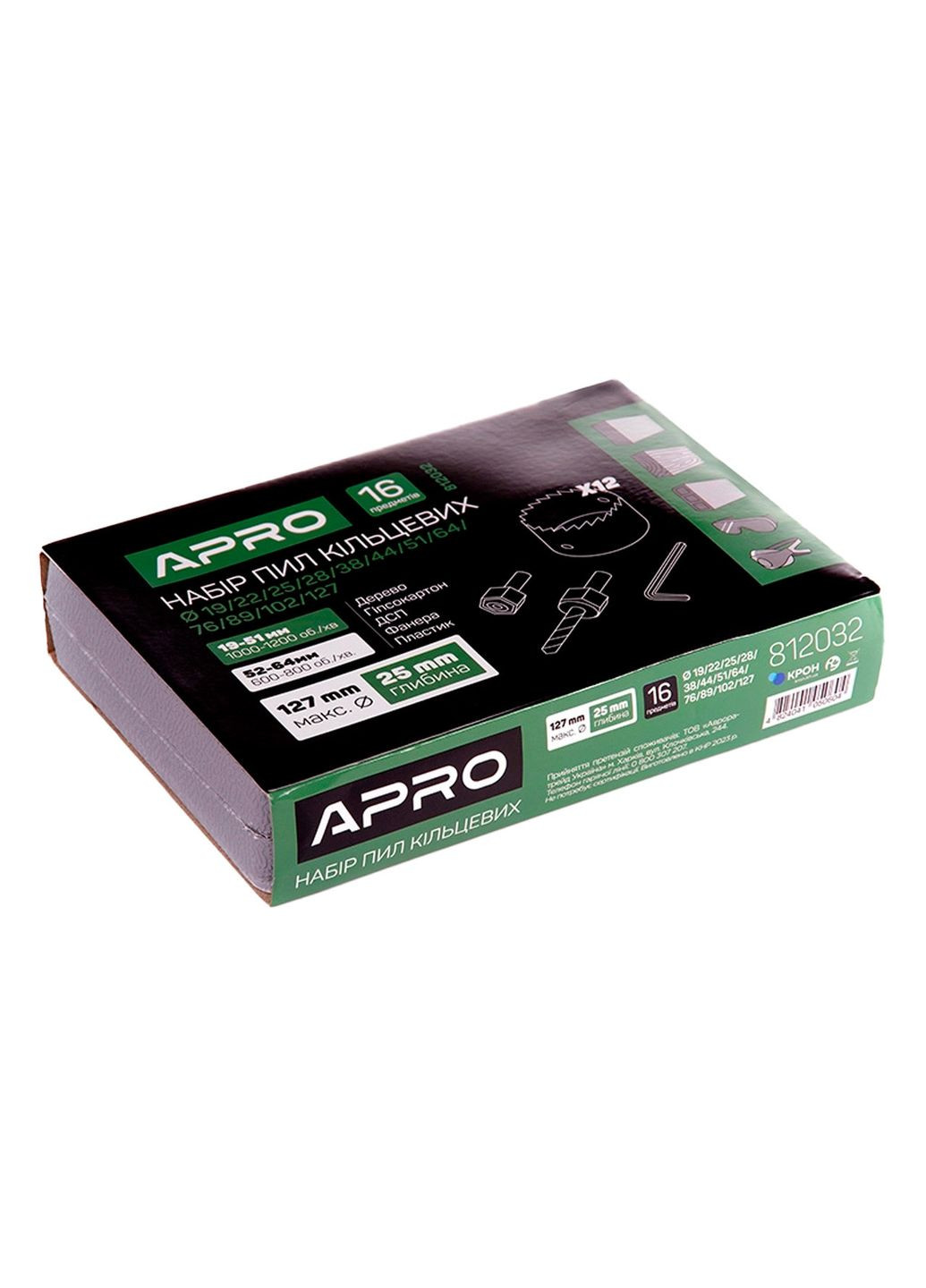 Набір свердел корончастих для дерева 19-127 x 25 мм (12шт) (812032) Apro (365252799)