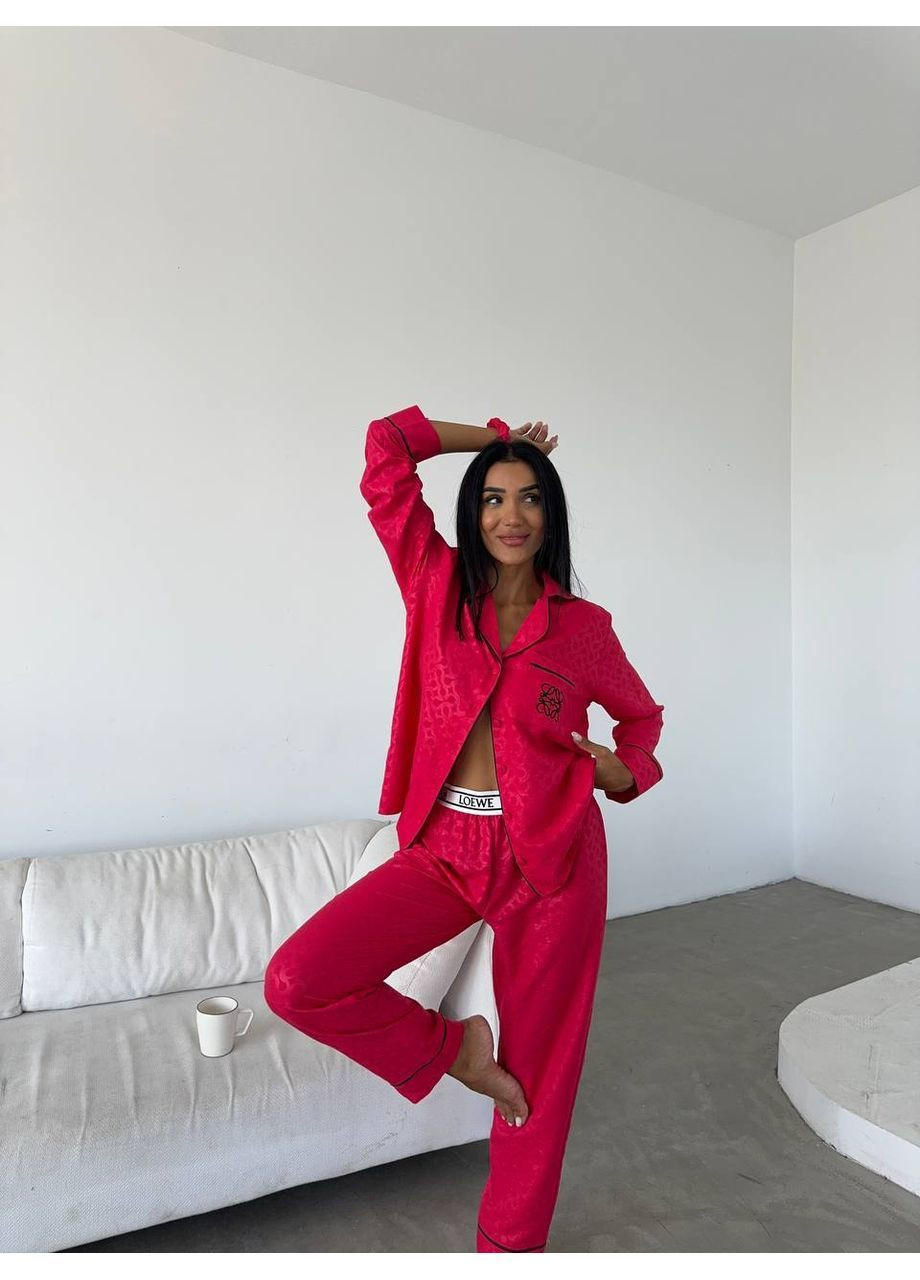 Красная женская пижама loewe поливискози,брюки и рубашка Україна